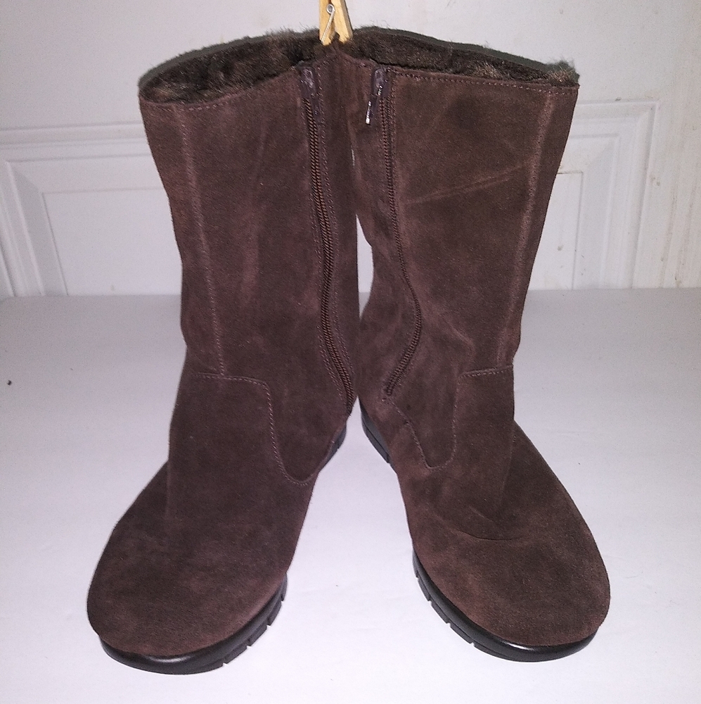 Aerosoles Plantation Stitch N Turn Suede Brwn Round Toe MidCalf Size 6.5…